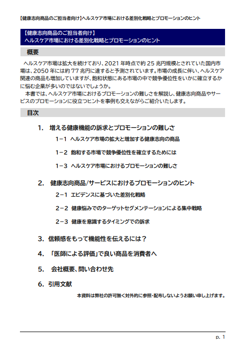 【健康志向商品のご担当者向け】 ヘルスケア市場における差別化戦略とプロモーションのヒント